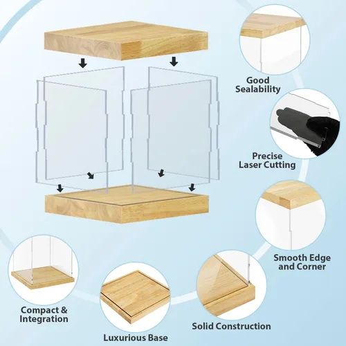 Vista 5 de Vitrina de acrílico transparente para trofeos, coleccionables, caja de exhibición de cubo de montaje, soporte de protección a prueba de polvo