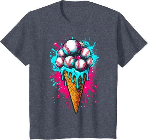 Vista 43 de Camiseta de béisbol de acuarela de helado de béisbol