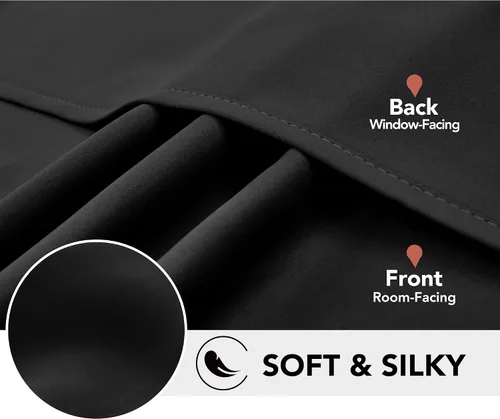 Vista 5 de Deconovo - Cortinas para oscurecer ambientes Negro