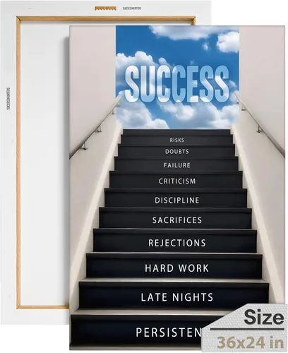 Vista 76 de Lienzo decorativo motivacional para pared con texto en inglés "Road To Successful" (Camino al éxito), diseño motivacional para la oficina, con texto
