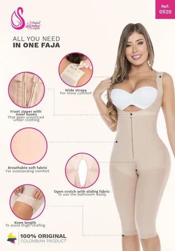 Vista 4 de Fajas Reductoras y Moldeadoras Colombianas Levanta Cola Prendas de Compresión Postoperatoria Después de la Liposucción, Beige