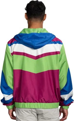 Vista 3 de Chaqueta cortavientos retro ligera con diseños coloridos de los años 80 y 90