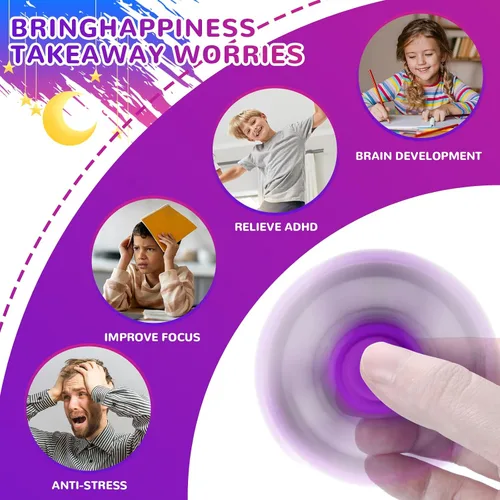 Vista 3 de SCIONE Paquete de 18 juguetes giratorios para ansiedad a granel para niños y adultos, juguetes para ansiedad a granel, spinner de mano para bolsas