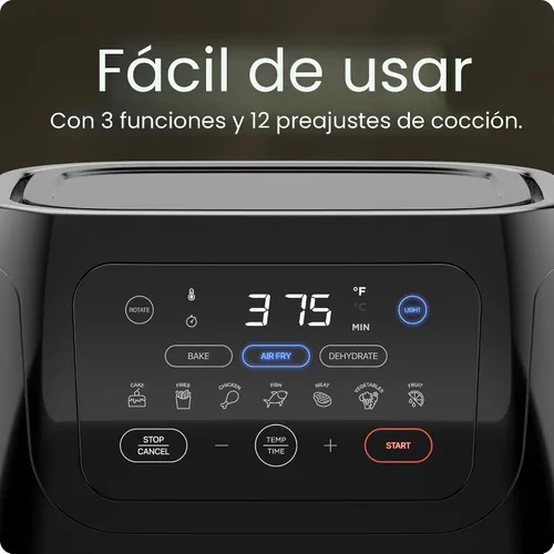 Vista 5 de CHEFMAN Freidora de aire digital multifuncional+ asador, deshidratador, horno de convección, 17 ajustes preestablecidos de pantalla táctil