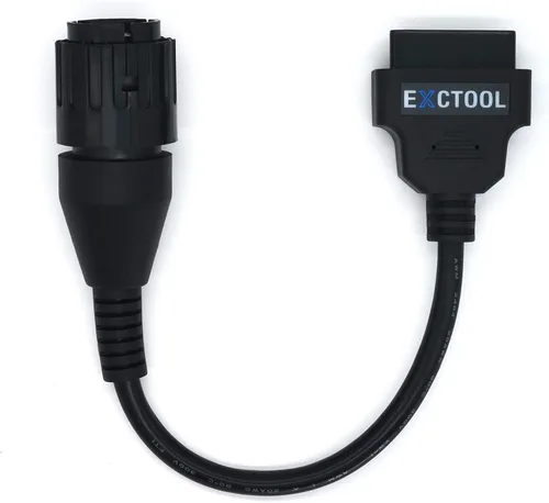 Vista 2 de Adaptador de diagnóstico OBD2 compatible con motocicletas BMW de 1996 a 2016 Conector redondo de 10 pines a cable hembra OBD II de 16 pines de 1 pie
