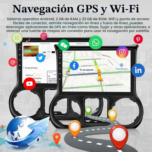 Vista 7 de para Jeep Wrangler 2011-2014 con Apple Carplay inalámbrico y Android Auto, 2+64G 10.1 pulgadas pantalla táctil Android radio de coche, DSP/múltiples