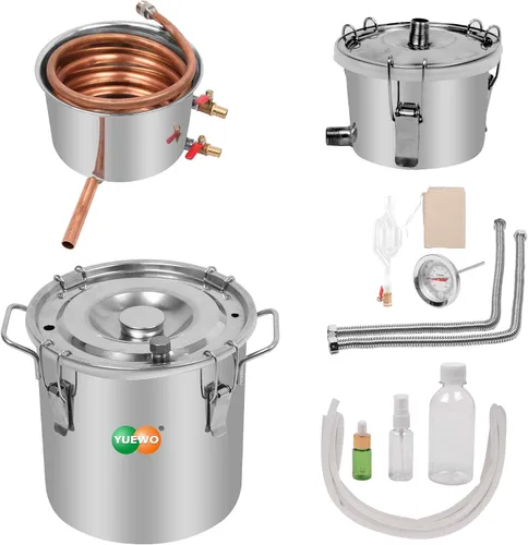 Vista 6 de YUEWO nuevo 3 macetas DIY 8 Gal 30 litros alcohol Moonshine etanol todavía licores acero inoxidable caldera agua hogar destilador vino kit