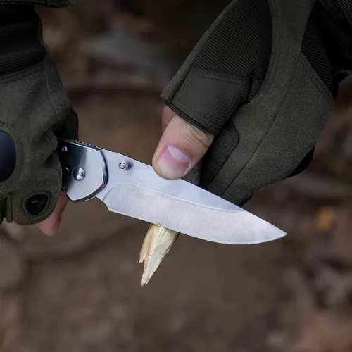 Vista 9 de Dispatch Iris Navaja de bolsillo plateada de 3.9 pulgadas para hombres, cuchillo plegable EDC para camping, supervivencia, senderismo al aire