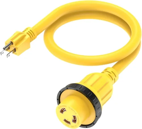 Vista 10 de Cable adaptador marino y RV de 1 pie de 30 amperios a 15 amperios Nema 5