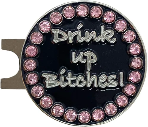 Vista 6 de Giggle Golf Happy Hour Bling Golf Ball Marker with Hat Clip.