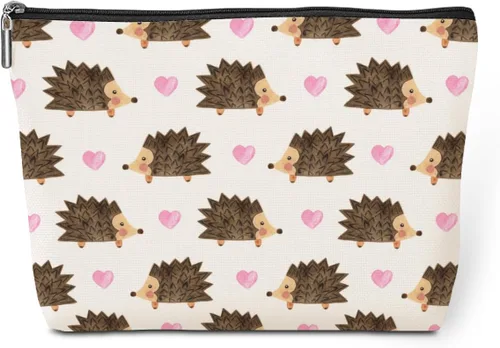 Vista 11 de jeilink Lindo bolso de maquillaje divertido erizo bolsas cosméticos regalos erizo suministros de erizo para animales, Chica ama a los búhos, Casual