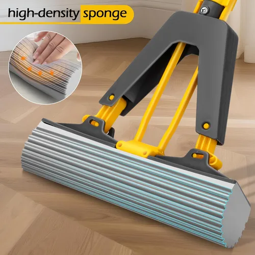 Vista 3 de MASTERTOP Trapeador de esponja, mopa autoexprimible con 3 repuestos de mopa absorbente de PVA, mopa de esponja con rodillo con mango de acero