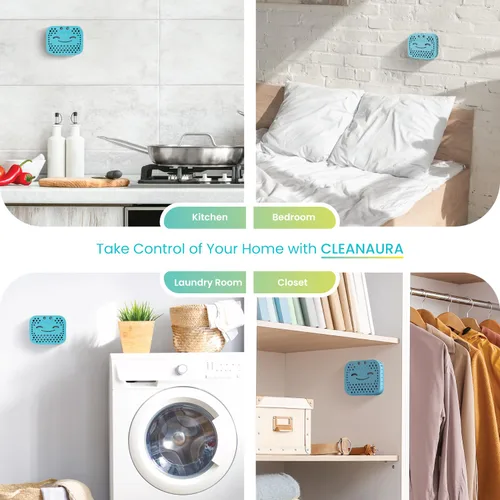 Vista 6 de Home Zone Living CleanAura - Kit de filtro desodorizante con bolsa de filtro de carbón y adhesivo magnético, ayuda a eliminar el olor en casa