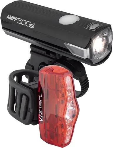 Vista 7 de CATEYE AMPP & ViZ - Kit combinado de luces para bicicleta recargables USB – IPX4 impermeable de alto lumen AMPP Opticube™ LED y luz de seguridad