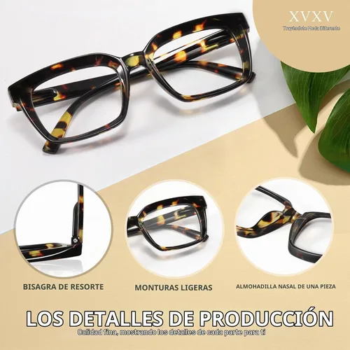 Vista 6 de XVXV Reading Glasses for Women Men - Blue Light Blocking Readers Oversize Square Anti Glare with Spring Hinge