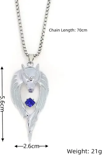 Vista 3 de Fuqimanman2020 Collar luminoso con colgante de lobo que brilla en la oscuridad, collar de animales de Halloween para mujeres y hombres, collar