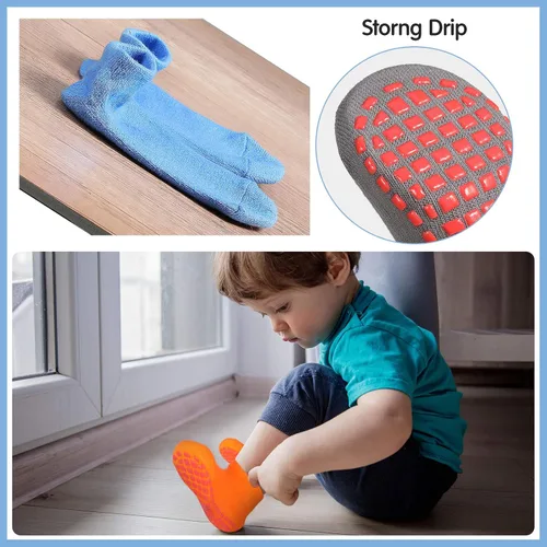 Vista 5 de 12 pares de calcetines antideslizantes para niños y niñas como se muestra en las fotos