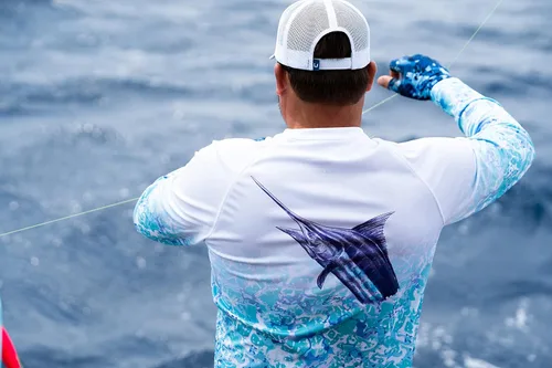 Vista 3 de Huk Pursuit Vented LS para hombre Refracción Fish Fade - San Sal/Wahoo