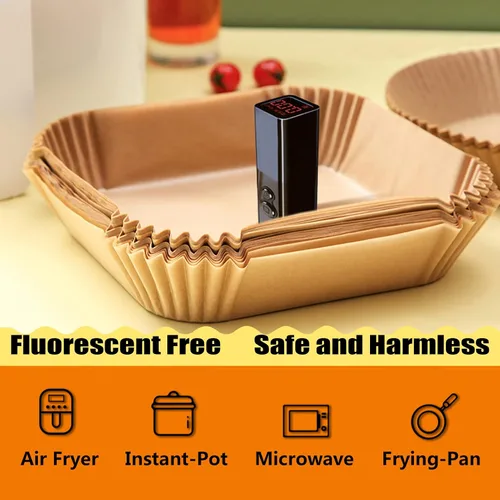 Vista 5 de Forros para freidora de aire de 4 cuartos para freidora de aire Chefman, forros desechables de 7.1 pulgadas para freidora de aire instantánea Vortex