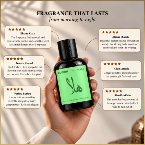 Vista 8 de Dukhni Hala100ml Perfume unisex Perfume árabe de larga duración