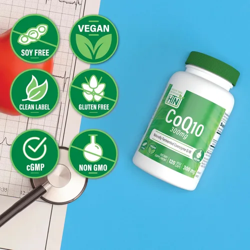 Vista 3 de Health Thru Nutrition CoQ-10 300 mg - 120 cápsulas Coenzima de ubiquinona de alta potencia Q10 Apoya la energía celular y la protección
