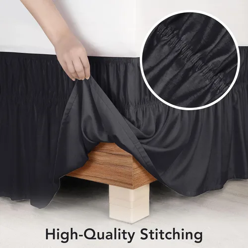 Vista 5 de Utopia Bedding Falda de Cama Elástica Twin - Volante de Fácil Colocación - Falda de Cama de Microfibra con Cinturón Elástico Ajustable Caída