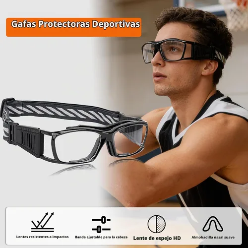 Vista 6 de SooGree Gafas protectoras deportivas para baloncesto para hombres y mujeres Negro
