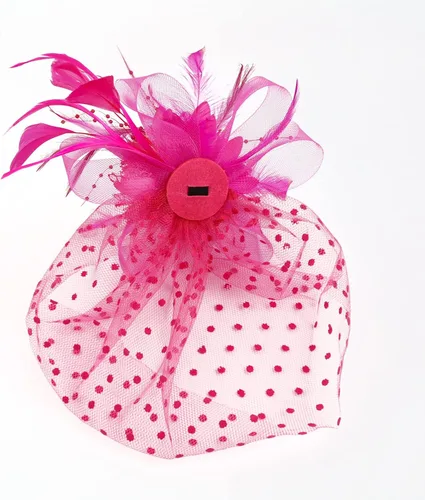 Vista 6 de Comott Tocado con diadema de plumas para mujer, tocados para fiesta de té con clip Derby para niñas y mujeres