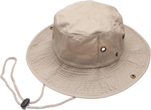 Vista 14 de Sombrero de cubeta para verano, para exteriores, para pescar, de safari, de caza, con correa ajustable