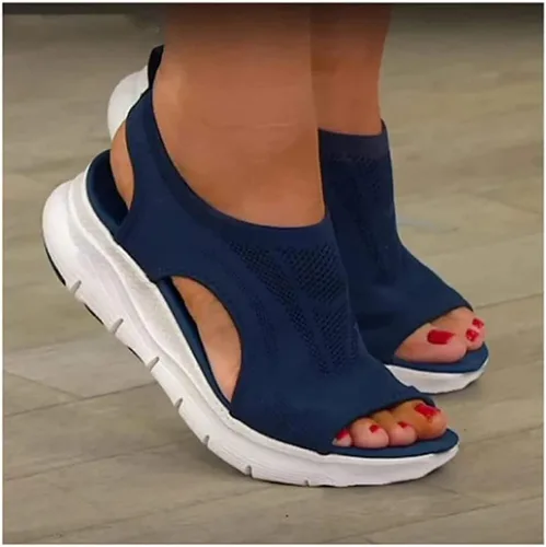 Vista 7 de Sandalias deportivas ortopédicas lavables para verano, cómodas de punto grueso con boca de pez, informales, de malla, suela suave, zapatos casuales