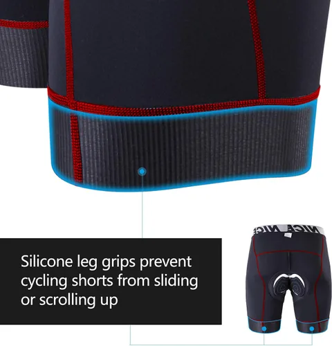 Vista 3 de NICEWIN Pantalones cortos de bicicleta acolchados 4D para hombre ropa interior de ciclismo antideslizante con cintura ancha para ciclismo bicicleta
