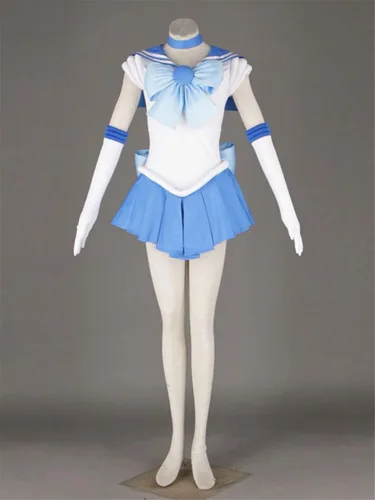 Vista 2 de YOUYI Disfraz de anime Mercury para mujer, talla estadounidense, falda azul