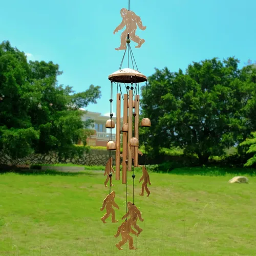 Vista 7 de GDNSFIT, carillones de viento Bigfoot para exteriores, carrillones de viento de metal al aire libre, regalos de Bigfoot para mujeres/hombres