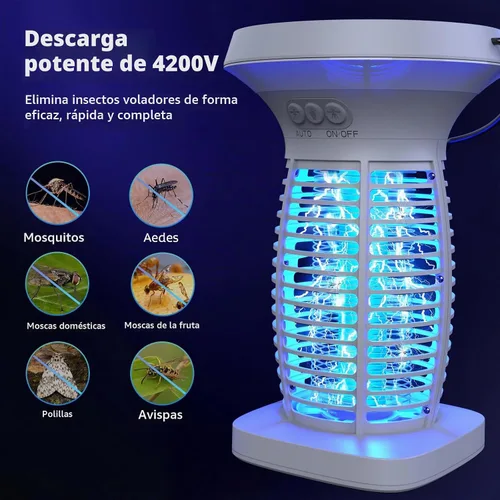 Vista 2 de OnBeam Solar Bug Zapper Outdoor, 4200V Electric Mosquito Killer for Patio Blanco luminoso