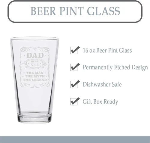 Vista 3 de Veracco Best No.1 Dad The Man The Myth The Legend Divertido regalo de cumpleaños para el Día del Padre para papá, abuelo, padrastro, vaso de cerveza