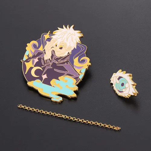 Vista 6 de Broche de esmalte de figura de anime insignias de metal de personaje creativo pin de solapa para mochila regalos para fanáticos Metal Sin gemas