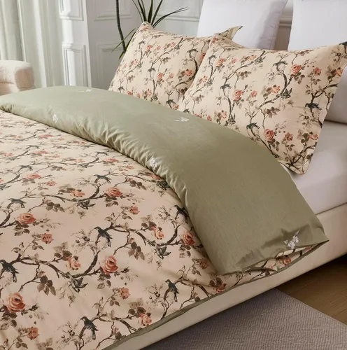 Vista 26 de Helthep Funda de Edredón Floral Tamaño Queen Full, Funda de Edredón de Algodón 100% Lavable Tamaño Full (80" x 90") con 2 Fundas de Almohada