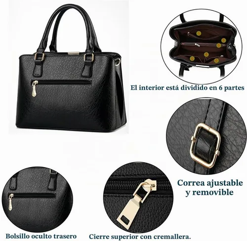 Vista 6 de Bolso de mano para mujer, bolso de mano con asa superior, bolso de hombro Beige
