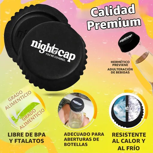Vista 3 de Nightcap Coletero reutilizable para prevención de picos de bebidas, como se ve en Shark Tank