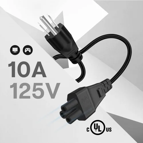 Vista 2 de TNP Cable de alimentación para portátil de 3 clavijas, IEC C5 a NEMA 5-15P, cable de 3 pies Cable de repuesto estilo Mickey Mouse para adaptadores