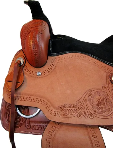 Vista 5 de Sillín Western Trail Caballo Placer Cómodo Paseo Herramientas Rodeo Cowboy Sillines 15 16 17 18 FQHB