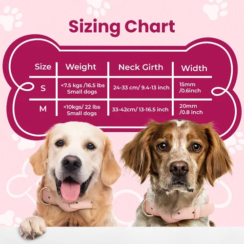Vista 6 de Collar de cuero suave de microfibra para perros, ajustable, a la moda, color rosa melocotón, collar de cuero MF sin crueldad para cachorros