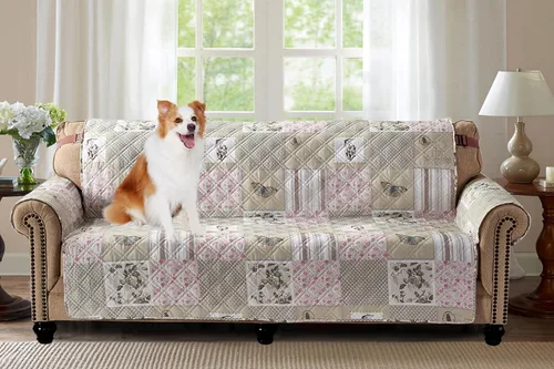Vista 11 de Brilliant Sunshine Blue Toile Funda Acolchada con Quilted para Silla, 23 pulgadas de Ancho de Asiento, Protector de Muebles Antideslizante, Correa