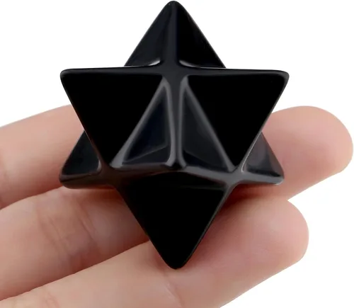 Vista 13 de QINJIEJIE Amatista Merkaba Crystal 1" Natural Healing Stones Meditación Sagrada Generador de Energía Rejilla de Cristal Decoración del Hogar