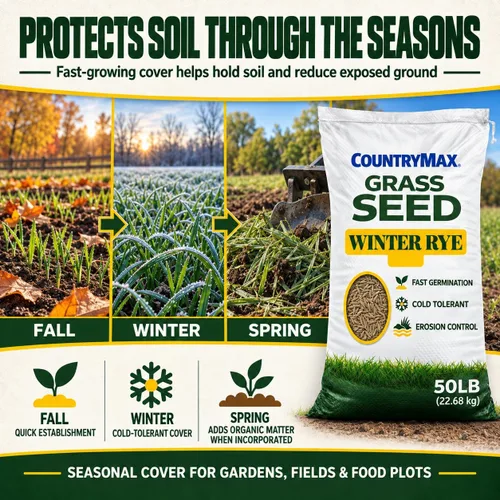 Vista 5 de CountryMax Semilla de centeno de invierno de 50 libras, cultivo