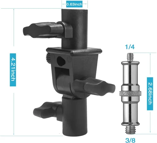 Vista 6 de WELLMAKING Soporte de luz, soporte de luz LED de 72 pulgadas, trípode de luz plegable inversa, 2 piezas estándar de 1/4 a 3/8 pulgadas, convertidor
