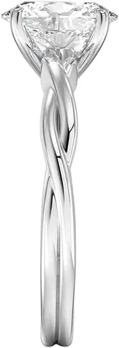 Vista 4 de Anillo de compromiso de diamantes creados en laboratorio con solitario trenzado certificado IGI en oro blanco de 14 k
