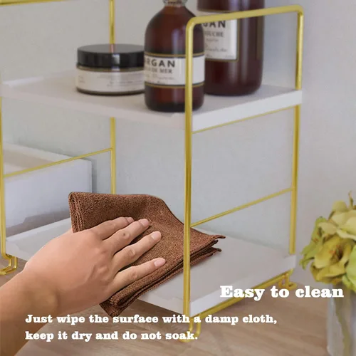 Vista 4 de Repisa de 2 niveles para especias de cocina - Estante organizador apilable independiente para encimera de baño - Soporte organizador de cosméticos
