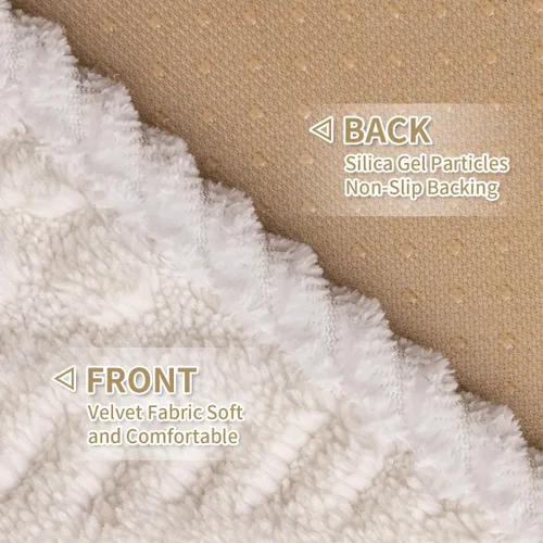 Vista 4 de funda de sofá boho antideslizante lavable para perros, funda de sofá modular suave, funda de sofá de lujo protectora para muebles, funda de Beige