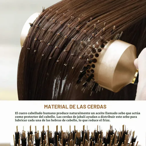 Vista 4 de Cepillo para el Cabello, Juego de Cepillos Redondos para Secado con Secador - Cepillo Profesional de Cerdas de Jabalí para Peinado, Tecnología